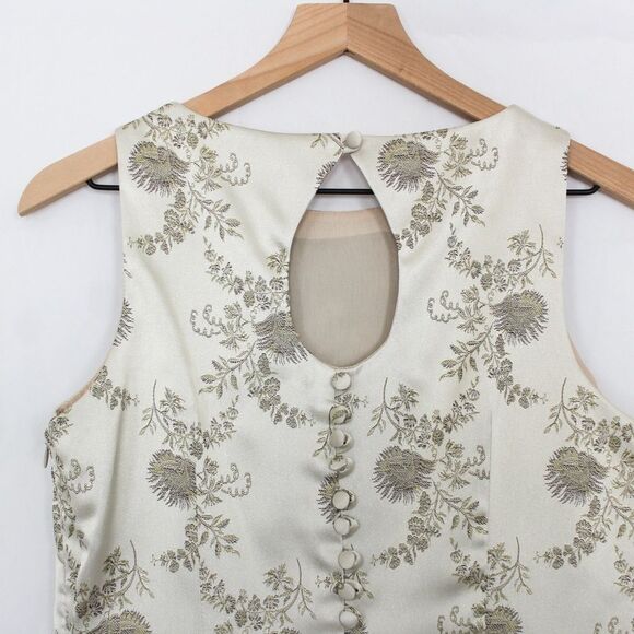 Maggy London Sleeveless Embroidered Floral Dress Ivory 10 - Picture 5 of 7
